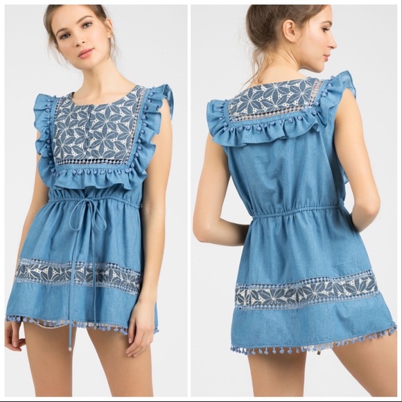 Savannah Chambray Boho Tunic - Picture 2 of 9